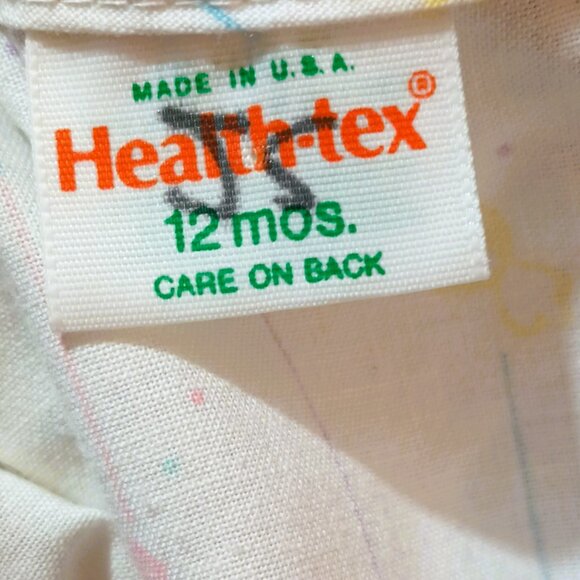 Healthtex Embroidered Lollipop Romper 12M Vtg White Pastel Short Ruffle Sleeve - Picture 6 of 7